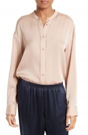 Vince Pintuck Placket Stretch Silk Blouse at Nordstrom